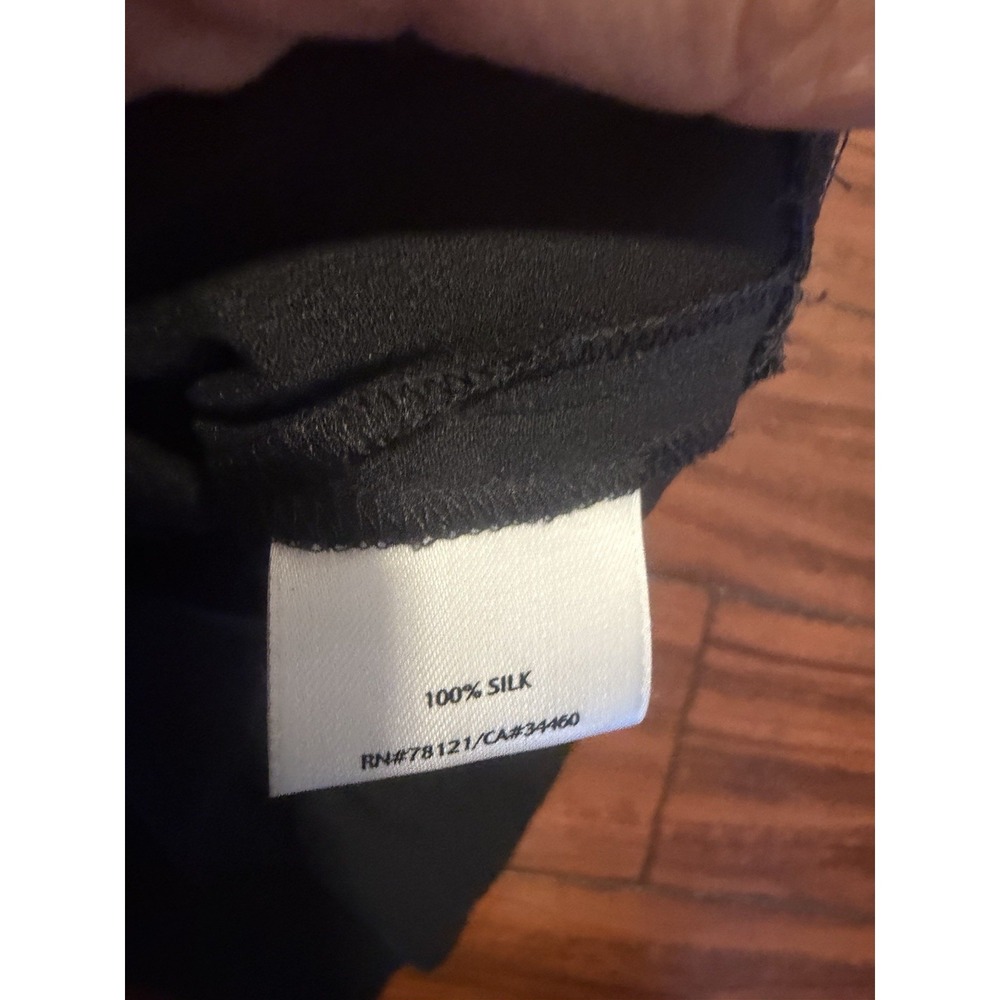Eileen Fisher Petite Large 100% Silk Black Wide Leg Crop Pants With Front Zipper - Picture 5 of 9
